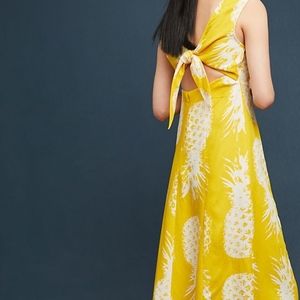 Anthropologie Maeve Yellow Pineapple Midi Dress